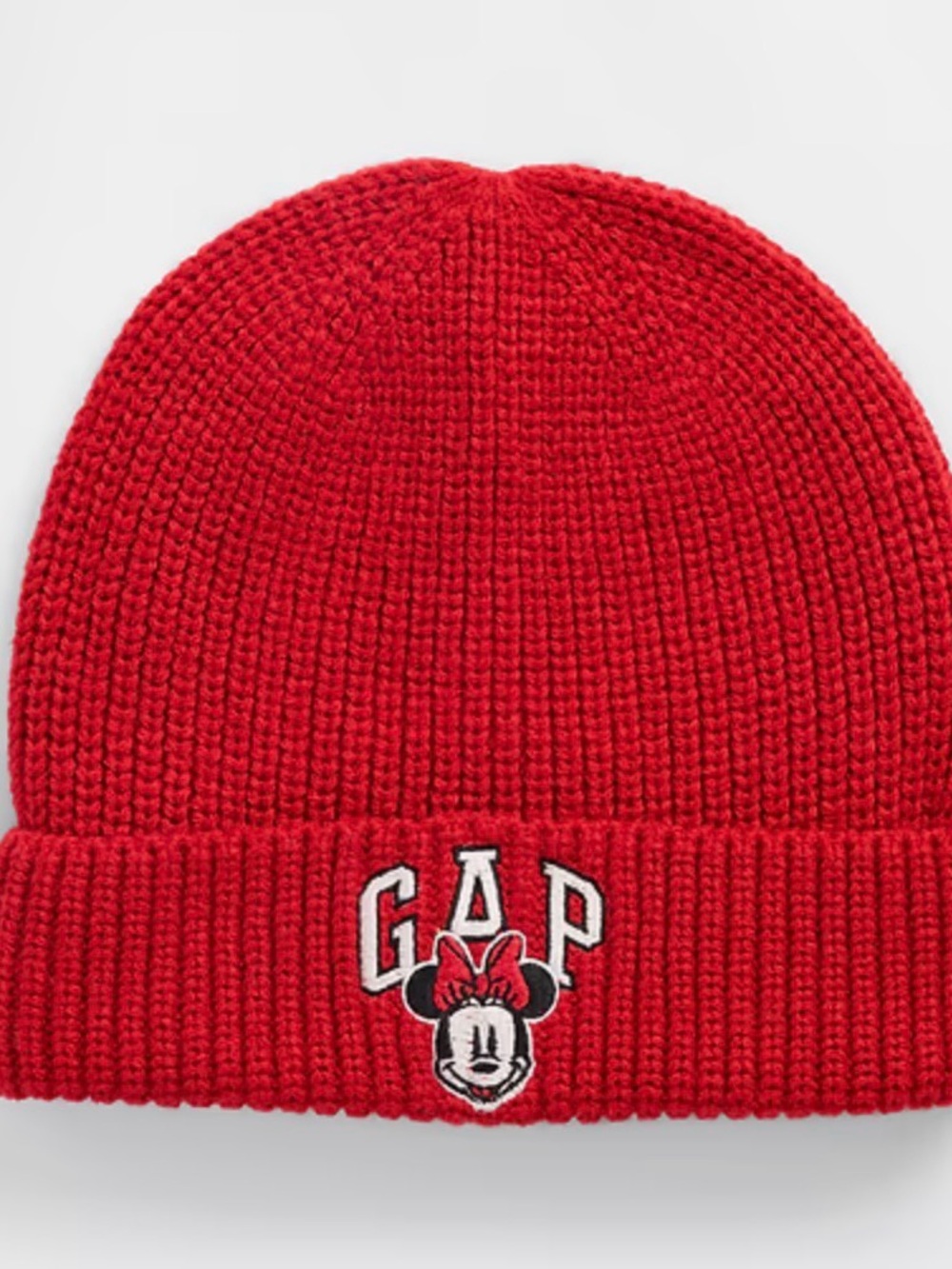 Women’s GAP Red Knit Beanie with Minnie Mouse Patch NWT